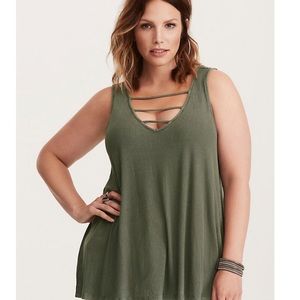 Super soft olive strappy tank size 3